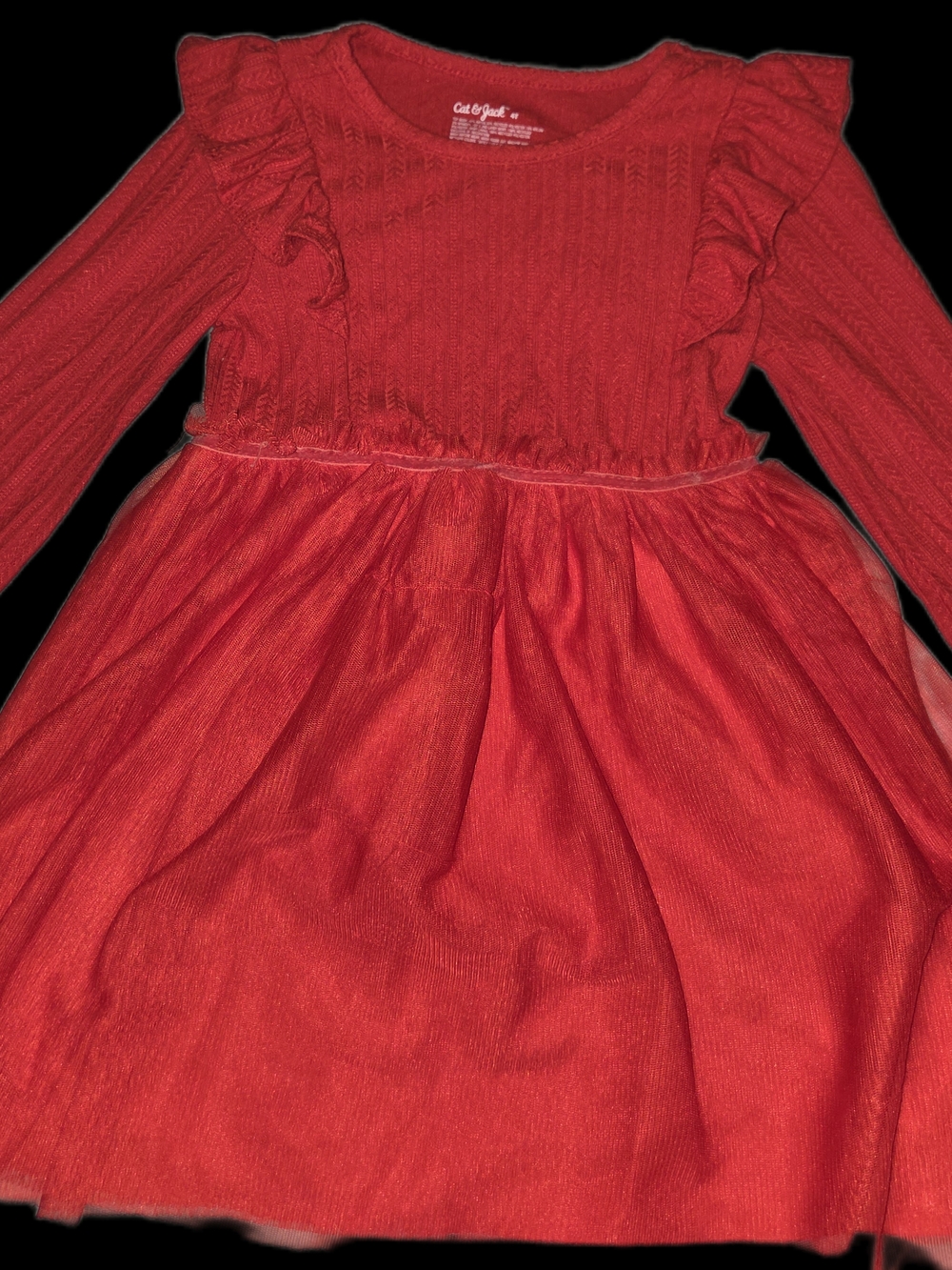 Cat and Jack red tulle dress with long sleeves